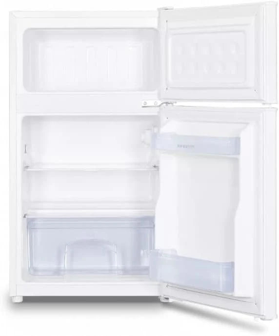 INFINITON | Lodówka FG-A82B2P | Dwudrzwiowa | Pojemność 85 L | Rozmrażanie DEFROST | Wysokość 85 cm | Klasa energetyczna A+ / F | Regulacja temperatury | Kolor biały |