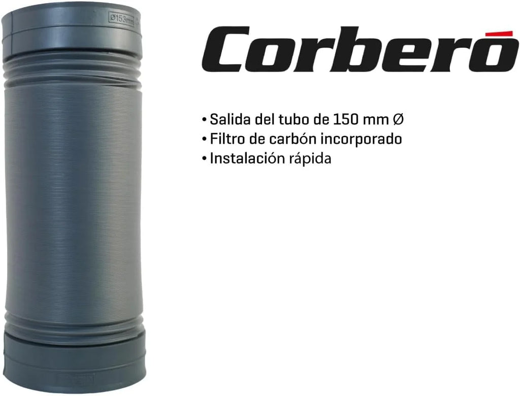 Corberó - Okap Dekoracyjny | NYASA9000B | 90 cm | 3 prędkości, sterowanie dotykowe, wydajność 1000 m3/h | Czarne szkło