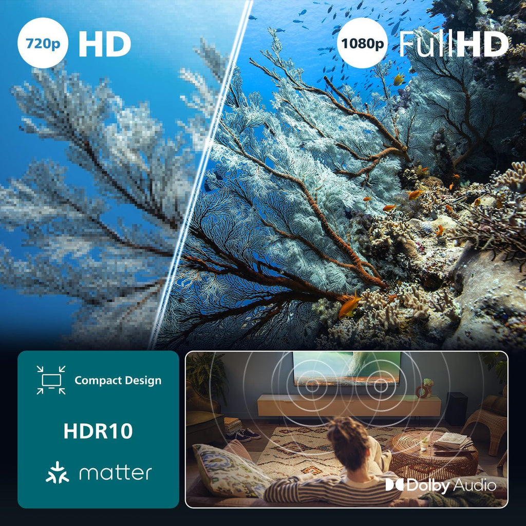 40PFS6000 HD LED Smart TV – Telewizor 40 cali z Pixel Plus, systemem Titan OS i dźwiękiem Dolby Digital – Działa z asystentami Alexa i Google Voice