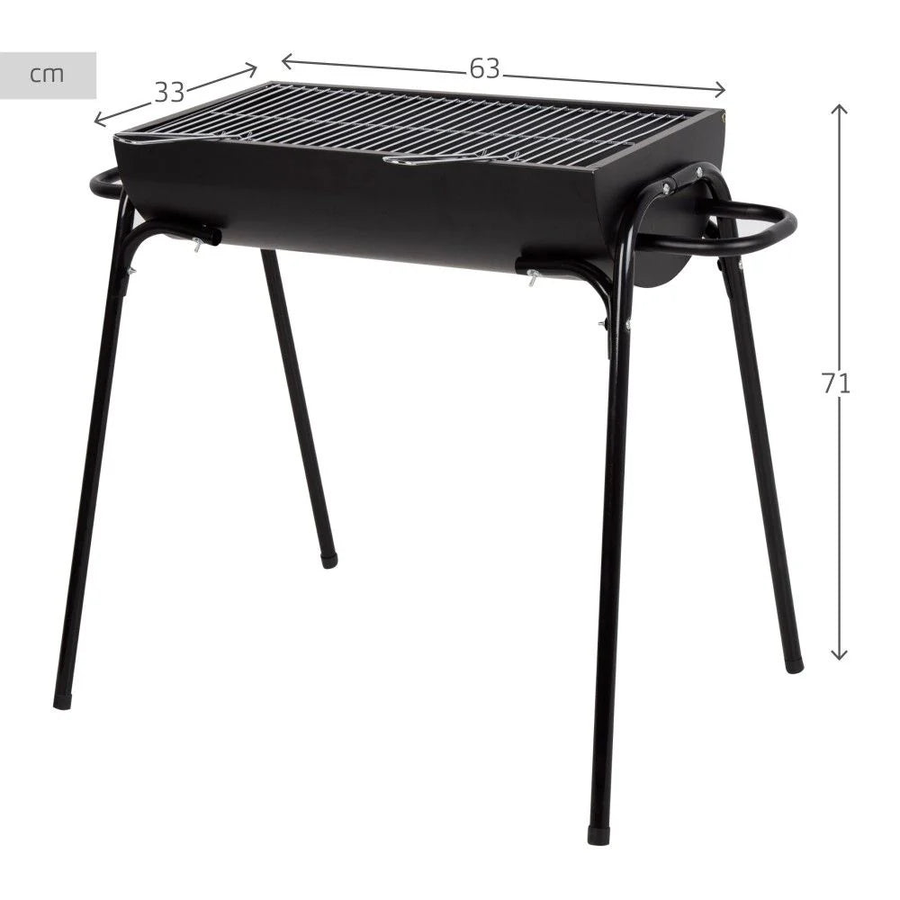 Przenośny grill stalowy 91x33x71 cm - Aktive. Czarny