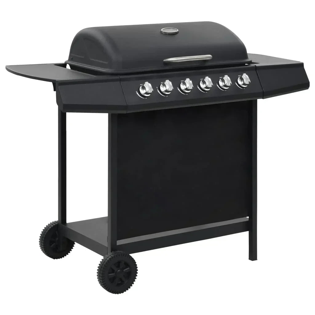 2026 Czarny, stalowy grill gazowy V3794 z 6 palnikami