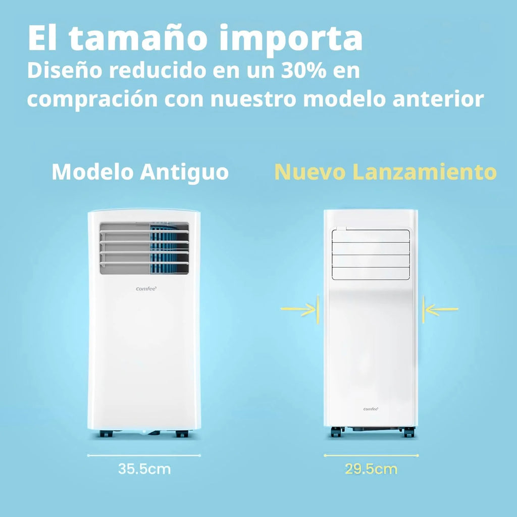 Klimatyzator przenośny COMFEE Pingüino 9000 BTU/2300 Frigorías Breezy Cool Pro – bez jednostki zewnętrznej, niskie zużycie energii, sterowanie przez aplikację i zestaw okienny – chłodzenie, wentylacja i osuszanie