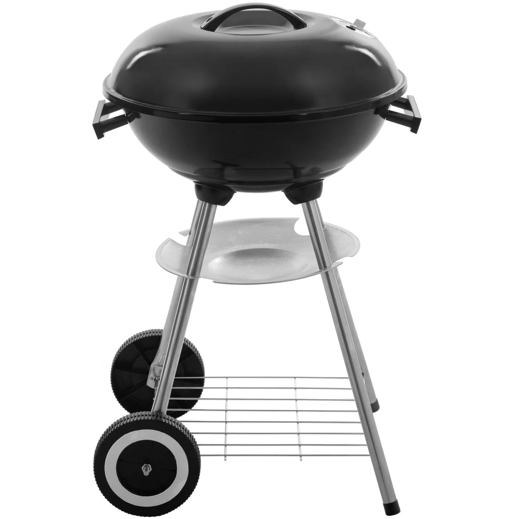 Primematik - Okrągły grill węglowy 41x70 cm z pokrywą i kółkami BBQ Grill do ogrodu i na kemping Kh51000