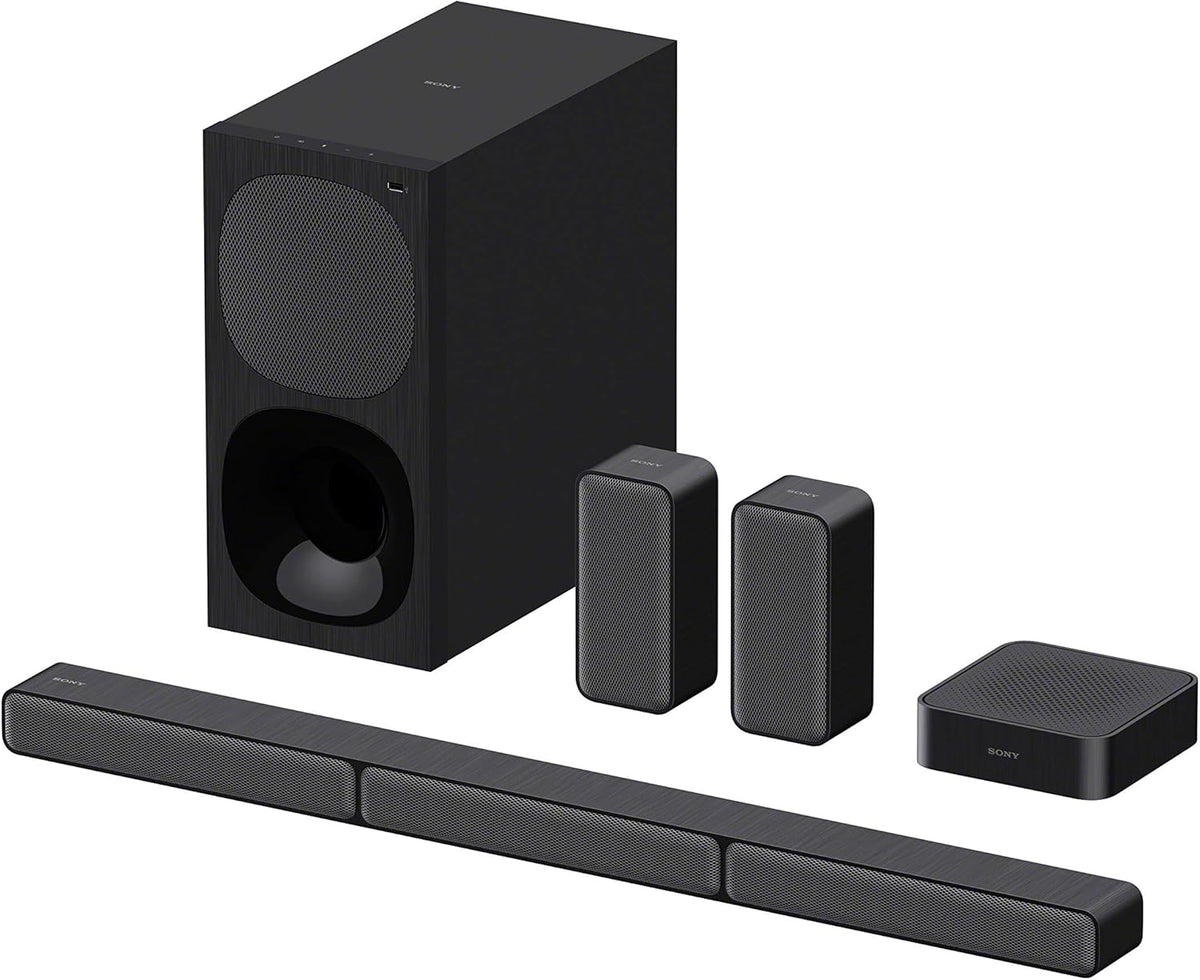 Sony HT-S40R — Soundbar 5.1 (system kina domowego, bezprzewodowe głośniki tylne, 600W, Dolby Digital, Bluetooth, dźwięk przestrzenny), czarny