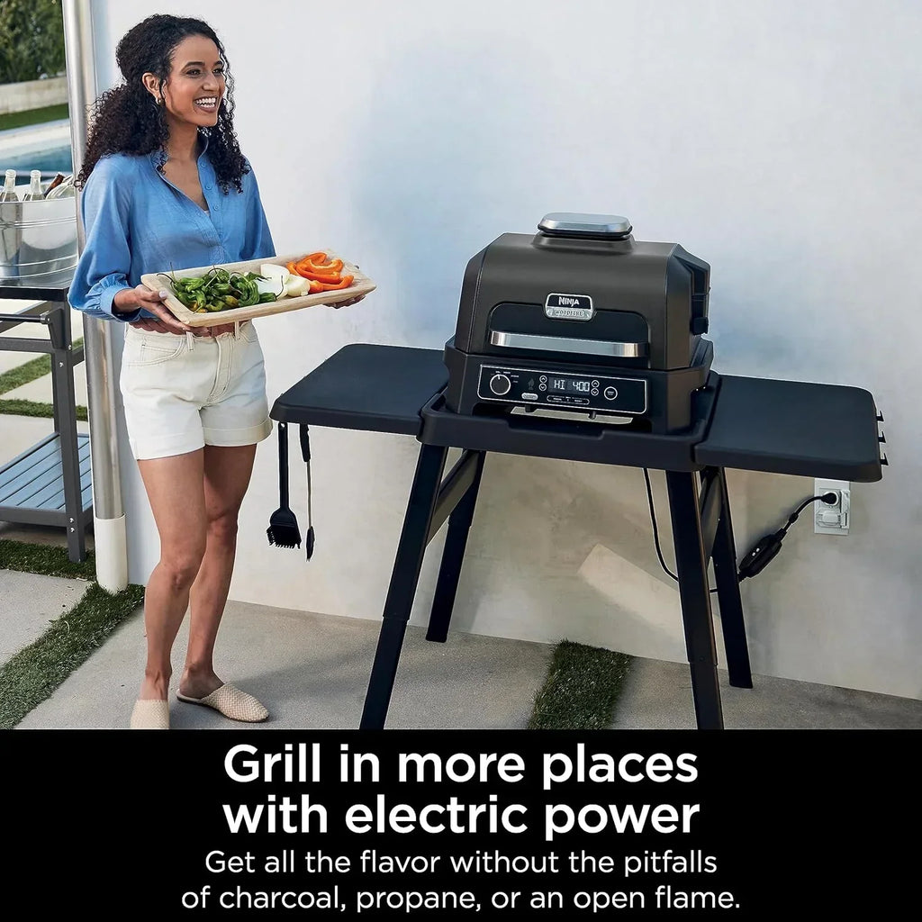 Ninja Woodfire Pro XL Grill i Wędzarnia Zewnętrzna 4 w 1 z Termometrem, Grill Master, Grill Wędzarniczy, Frytkownica Beztłuszczowa Zewnętrzna, Piekarnik, Przenośny, Elektryczny, Ciemnoszary, OG850, 2026