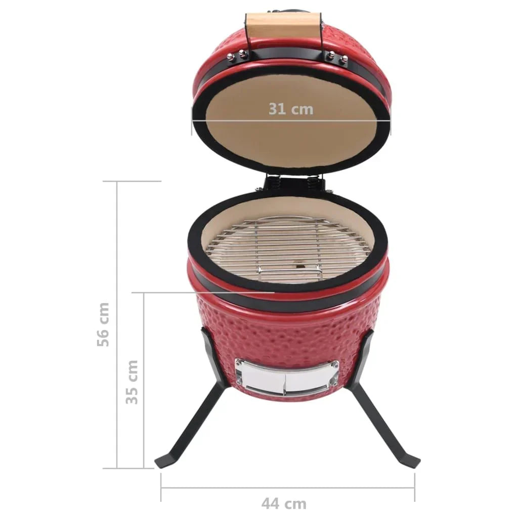 Grill wędzarnia Kamado 2w1 ceramiczna czerwona 56 cm Vidaxl