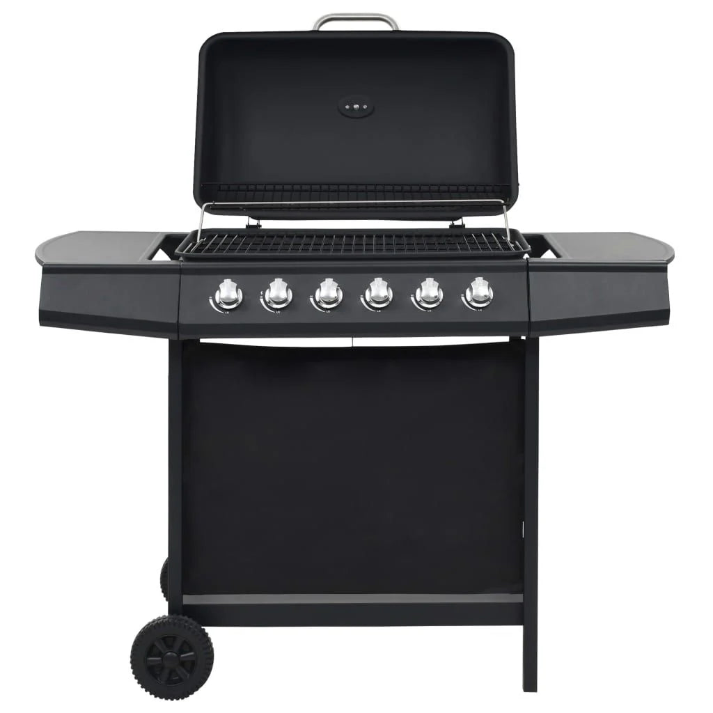 Grill gazowy, 6 palników, czarny, stalowy, Vidaxl