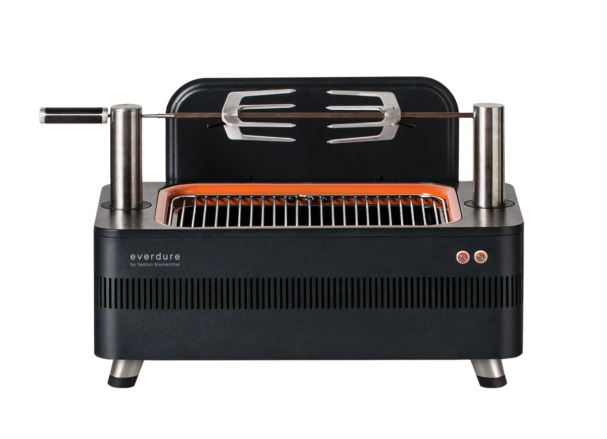 2026 Grill Węglowy z Zapłonem Elektrycznym – 1400W Szybki Zapłon Płomieniem™ – Zawiera Rożen Obrotowy (15 kg) i Stojak