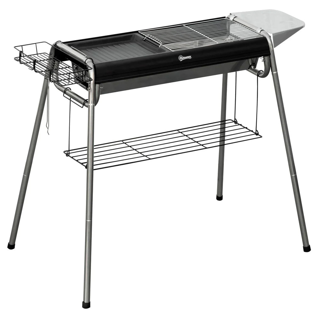 Grill węglowy Outsunny Stal Nierdzewna Metal 96x61x72 cm Czarny