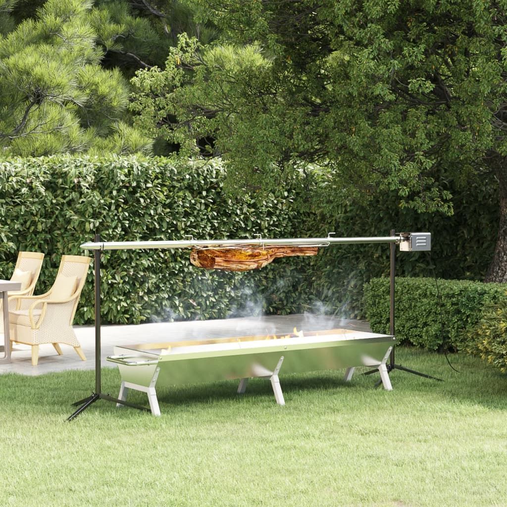 Taca Na Grill Stal Szlachetna Srebrna 158x42x31 Cm Vidaxl