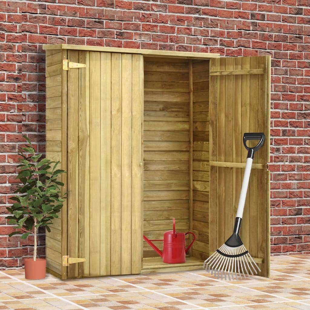 Tidyard Szopa Narzędziowa Ogrodowa Szafa z 4 Półkami Podporowymi Szopa Narzędziowa Drewutnia Szafa Zewnętrzna Drewno Sosnowe Impregnowane 123 x 50 x 171 cm