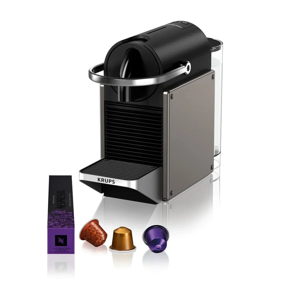 2025 Ekspres do kawy na kapsułki Krups Nespresso Pixie Redesign | Espresso i Lungo | Styl industrialny | Niskie zużycie energii | Automatyczne wyłączanie | Regulowana tacka | Kapsułki nadające się do recyklingu | Model XN306T