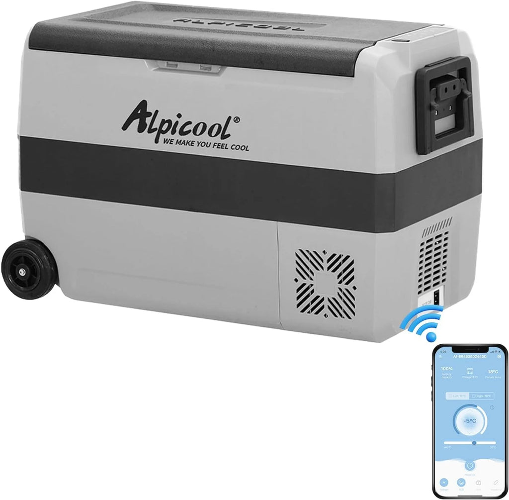 Alpicool T50 50 litrów lodówka przenośna 12 V 24 V, mała zamrażarka samochodowa, kempingowa, do ciężarówki, łodzi i z wtyczką z portem USB