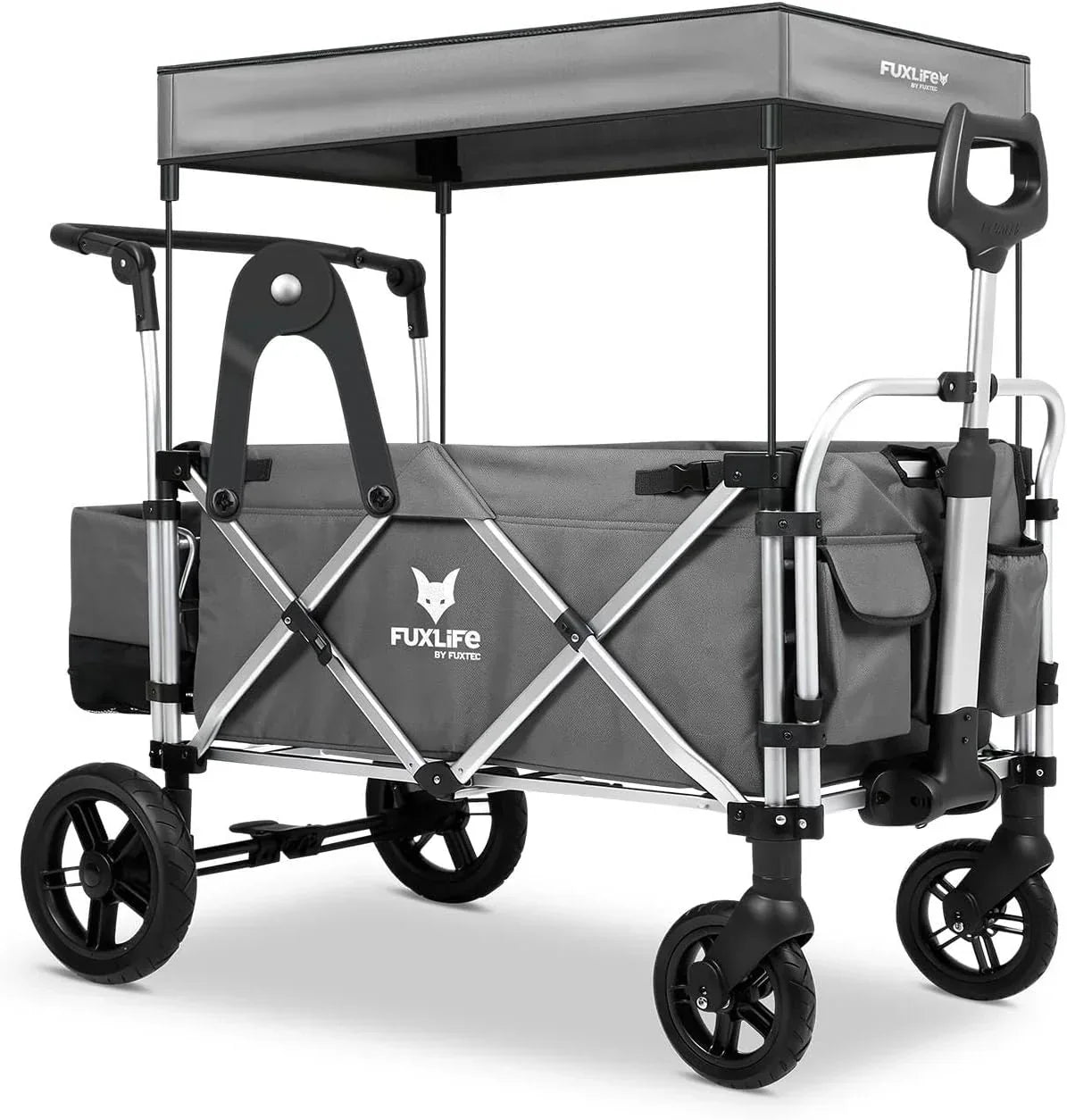 FUXTEC FX-CTL900 Premium szary, oryginalny wózek składany dla dzieci, idealny do ogrodu, na plażę lub do miasta, pchanie lub ciągnięcie, obciążenie do 75 kg.