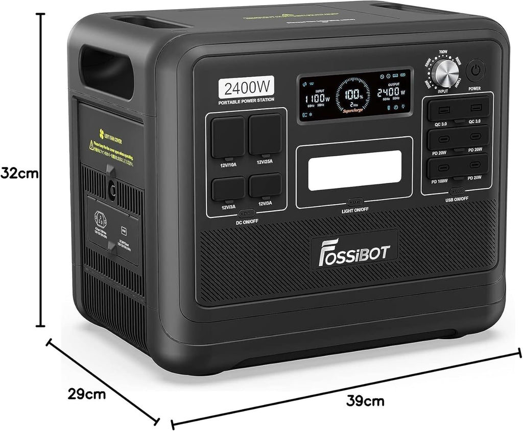 FOSSiBOT F2400 Generator solarny, 2048 Wh LiFePO4 akumulator zapasowy z wyjściami 24000 W AC (4600 W Peak)