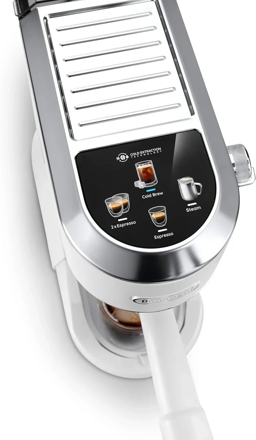 De'Longhi Dedica – Ekspres Kolbowy do Kawy Mielonej lub w Saszetkach, Espresso i Cappuccino, Zbiornik 1.3 Litra, System Anti-Drip, Model EC685.M, Kolor Metaliczny