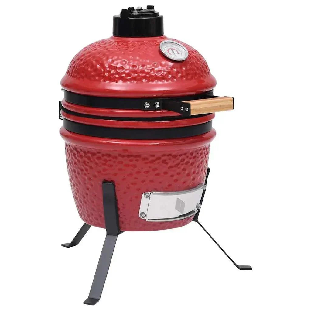 Grill wędzarnia Kamado 2w1 ceramiczna czerwona 56 cm Vidaxl
