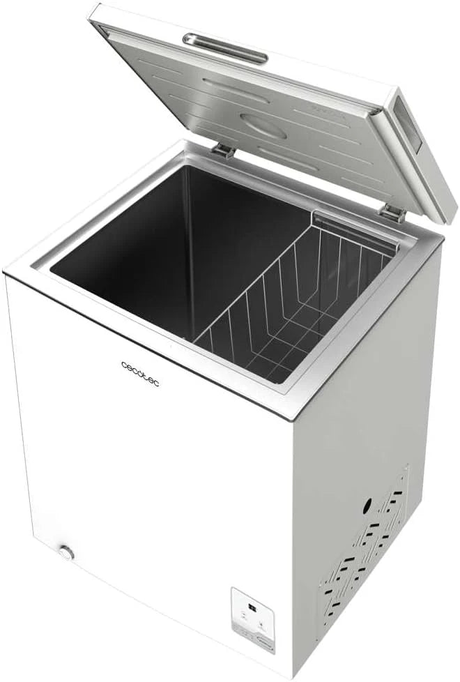 Cecotec Congelador Horizontal Bolero CoolMarket Chest 142 White E, Pojemność 142 l, Tryb Inverter Plus, Dual Function, Funkcja szybkiego zamrażania, Wewnętrzny kosz, Elektroniczne sterowanie, Klasa E