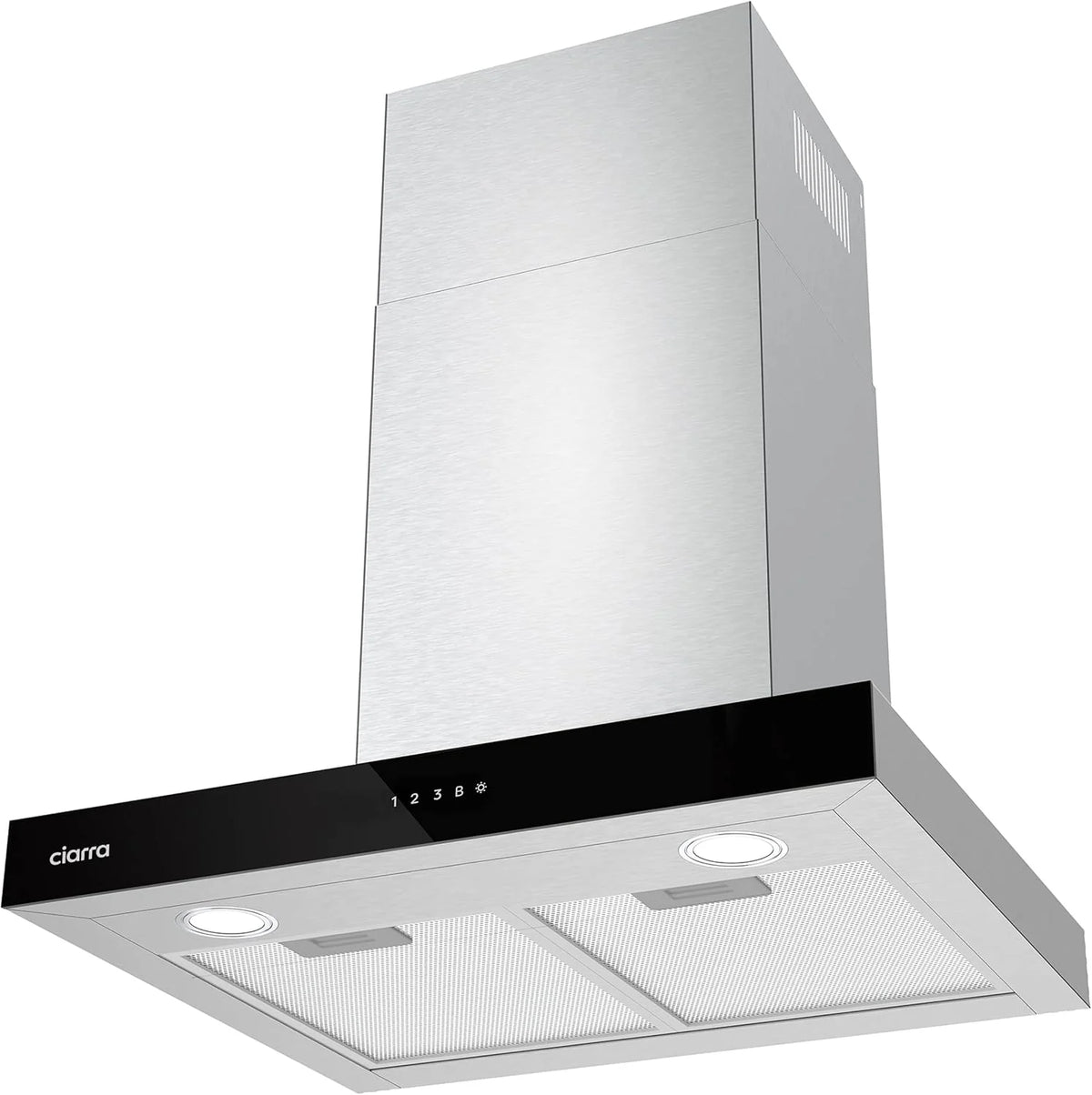 Ciarra CBCS6102 Okap Kuchenny 60cm 650 m³/h - Sterowanie Dotykowe i Wi-Fi - 4 Prędkości - Odsysanie Zewnętrzne i Recyrkulacja Wewnętrzna przez Filtr Węglowy CBCF003 - Stal Nierdzewna