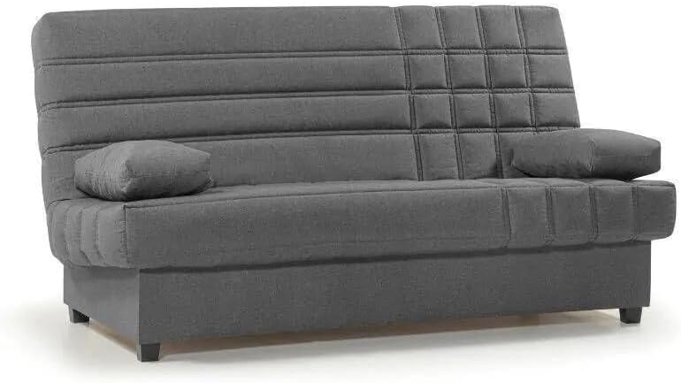 SHIITO | Sofa Rozkładana 3-osobowa ze Schowkiem - Model Trevor - Rozkładanie Clic-Clac | 100x193x100 cm | 2 Poduszki w Zestawie | Kolor Ciemnoszary Komfort | Komfort ze Stylem