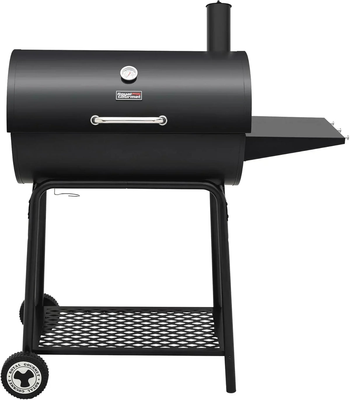 2026 Royal Gourmet CC1830 30-calowy grill węglowy ze składanym stolikiem bocznym, grill zewnętrzny z rusztem o powierzchni 4045 cm² do ogrodu, na patio i imprezy, czarny