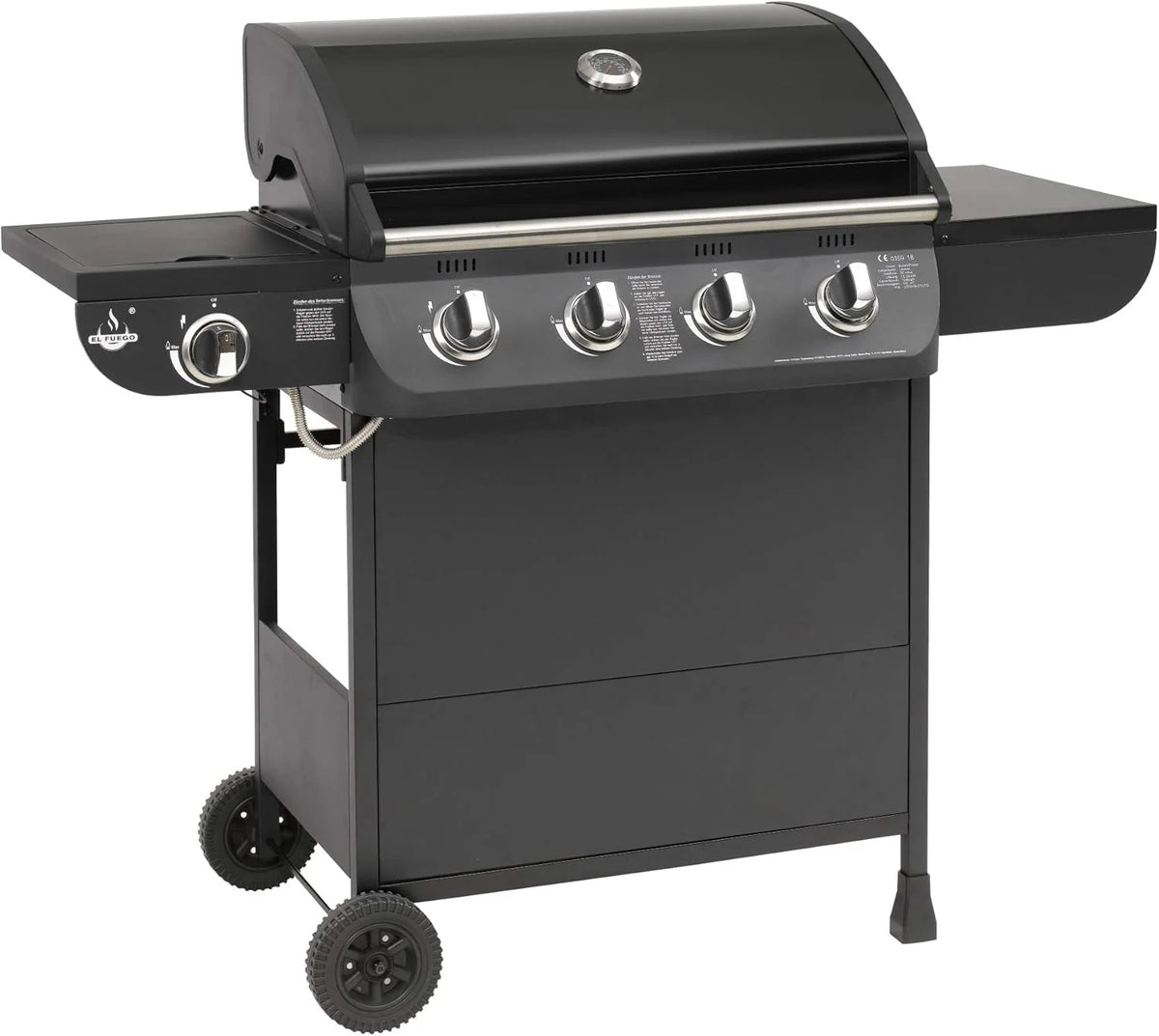 Grill gazowy „COLUMBUS” 4 + 1 palnik El Fuego® BBQ grill na kółkach, grill gazowy Barbecue AY 563