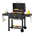 Grill węglowy Arnad z 2 półkami Stal 105x135x48cm - Czarny [casa.pro]