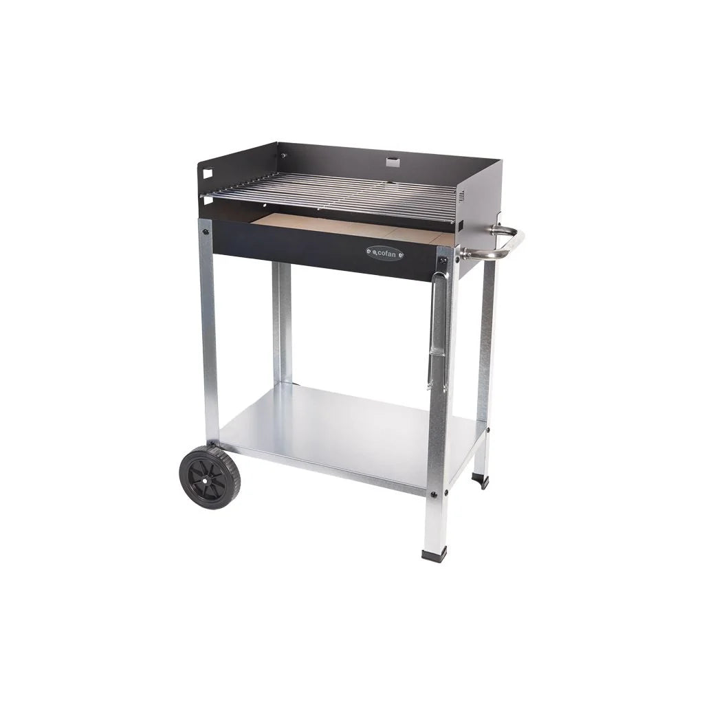Cofan Grill Węglowy Na Kółkach | Regulowany Ruszt | Z Cegłą Szamotową I Bocznym Uchwytem | Łatwy Transport | Duża Powierzchnia Do Grillowania | Wymiary: 56,7 X 36 X 83 Cm