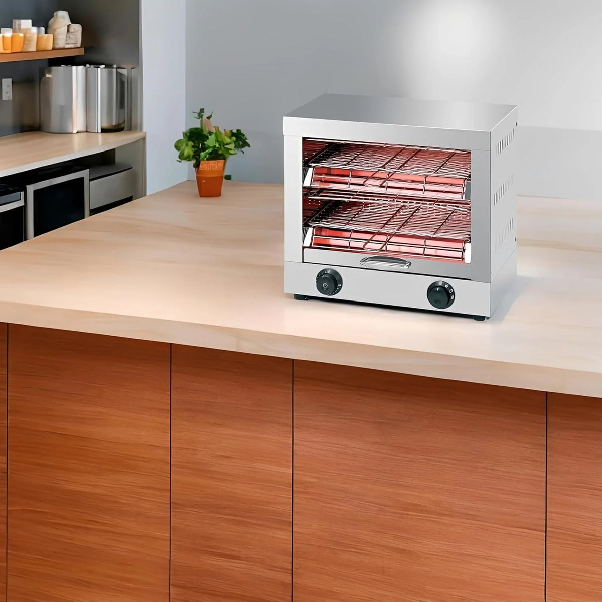 MBH - Elektryczny toster przemysłowy 2-poziomowy INOX dla GASTRONOMII. Profesjonalny piec do opiekania pieczywa do barów i restauracji.