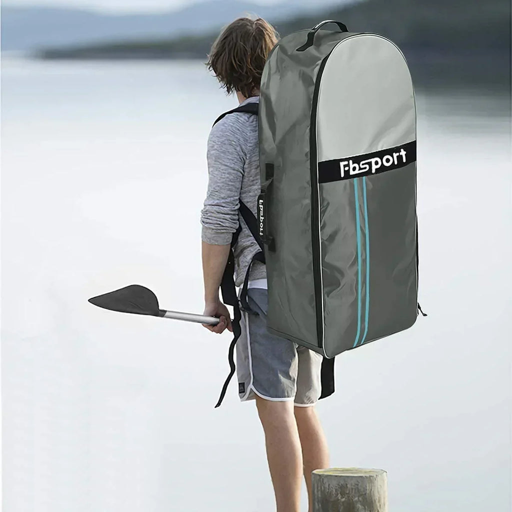 2026 FBSPORT Nadmuchiwana deska SUP, grubość 15 cm, kompletny zestaw z regulowanym aluminiowym wiosłem i pompką (zielona)