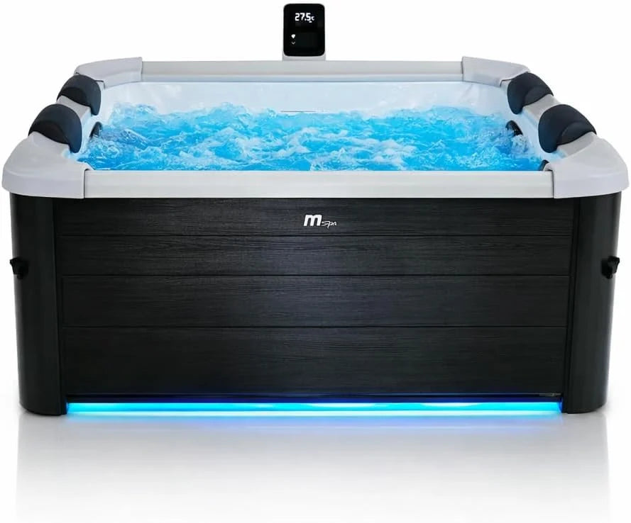 MSpa Oslo SPA wanna z hydromasażem zewnętrzna dla 6 osób, solidna ścianka zewnętrzna, oświetlenie LED, do użytku przez cały rok, odporna na zimę