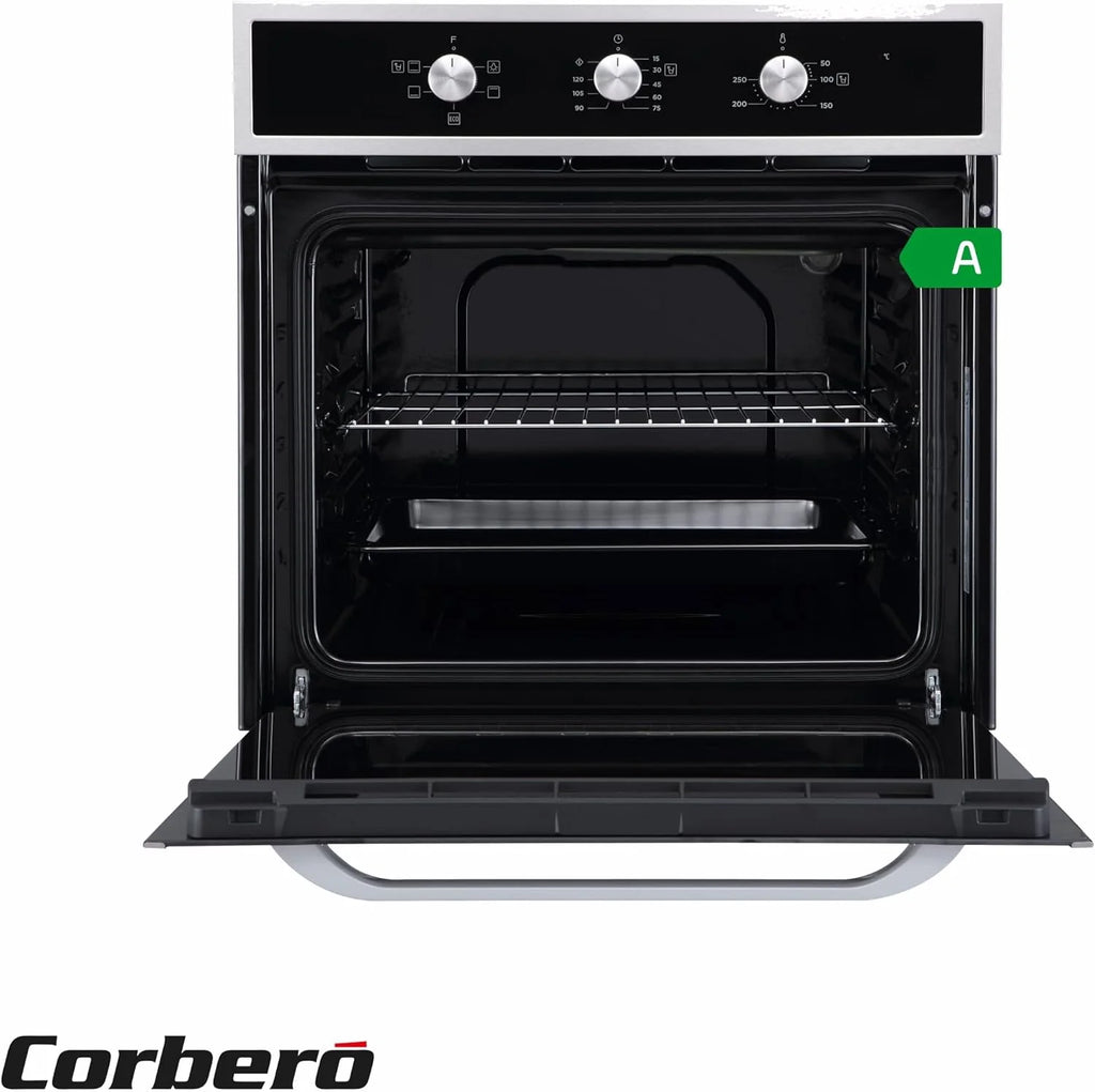 Corberó — Piekarnik konwekcyjny 70L | CCHM603X | 60x60x58 cm | Konwencjonalny z 4 Programami | Oświetlenie wewnętrzne | Czyszczenie hydrolityczne | Drzwi z podwójnego szkła | 2100W | Czarny profil ze stali nierdzewnej