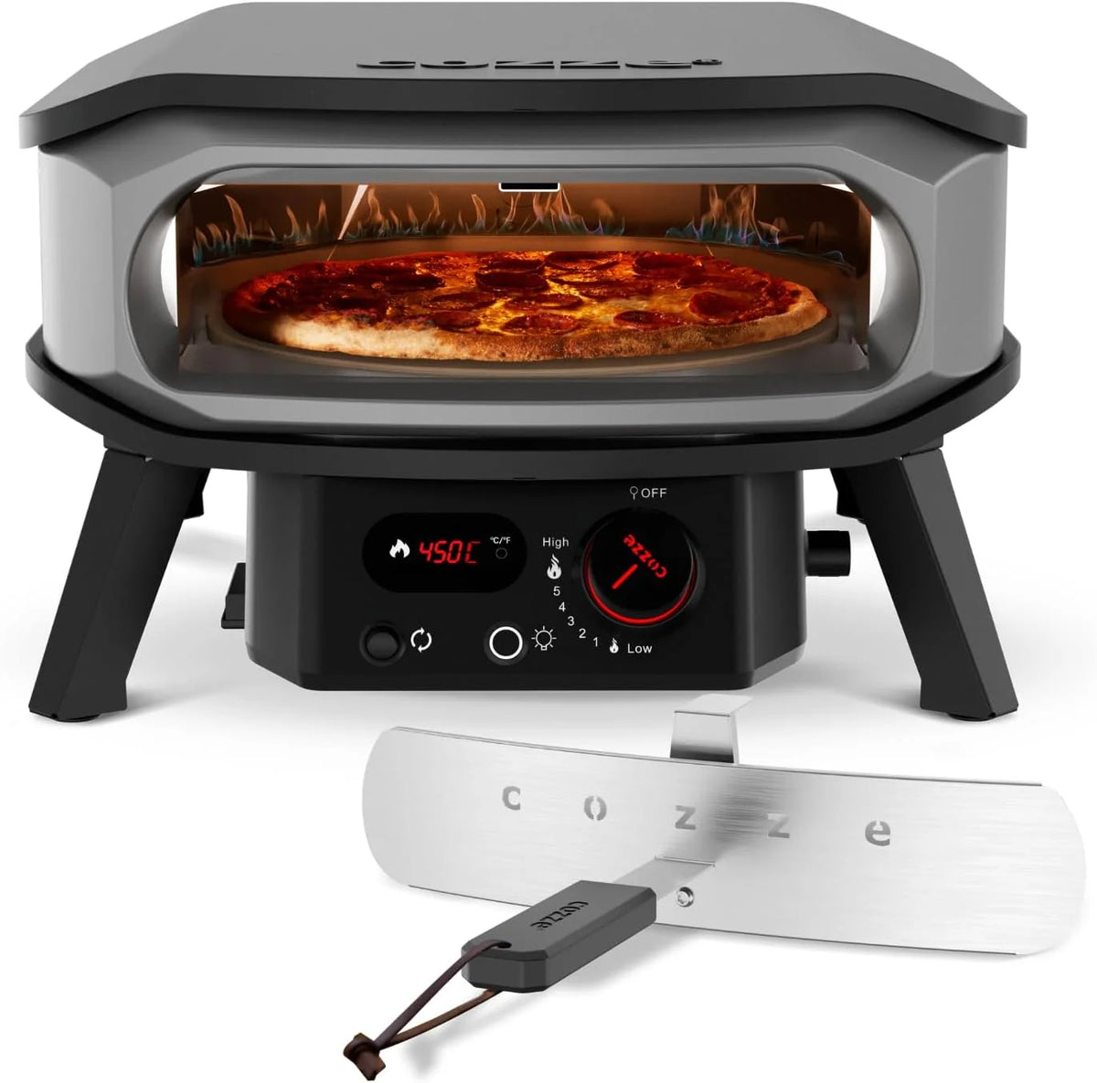 Piec do pizzy Cozze® PREMIUM ROTATE, gazowy – 13” – 30 mbar – obrotowy piec ze stali nierdzewnej z kamieniem kordierytowym Ø34,5 cm – szybkie i równomierne pieczenie
