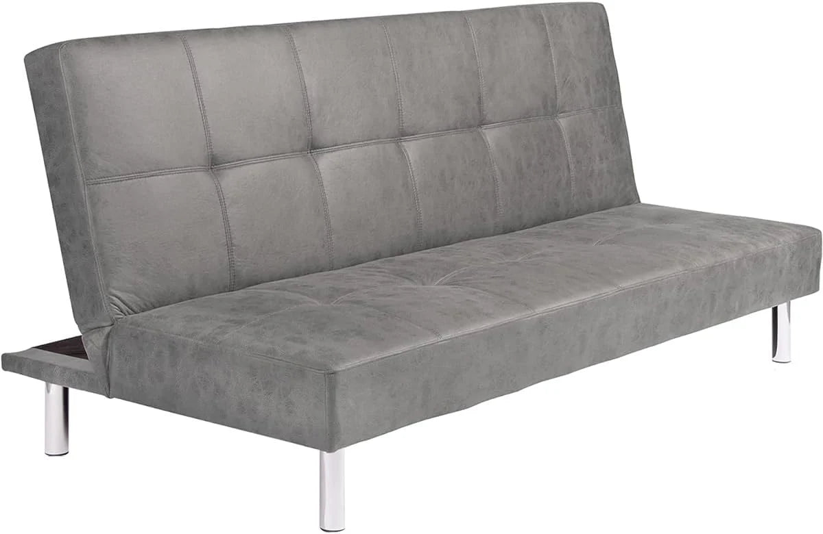 Mattfy - Sofa Rozkładana Clic Clac 3-osobowa Model Milos, Nowoczesny Design, Praktyczna i Funkcjonalna, Wykończenie w Kolorze Szarym