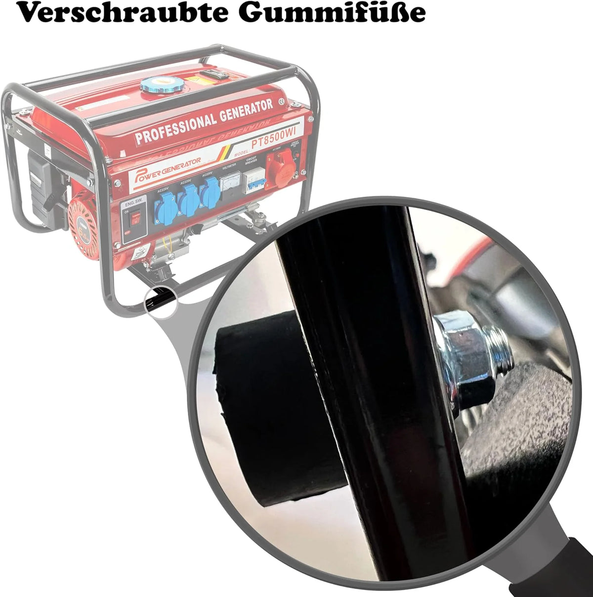 Agregat prądotwórczy benzynowy | W zestawie akcesoria | Cichy generator prądu | 5 gniazd: 3 x 230 V / 1 x 400 V / 1 x 12 V | 6,5 KM