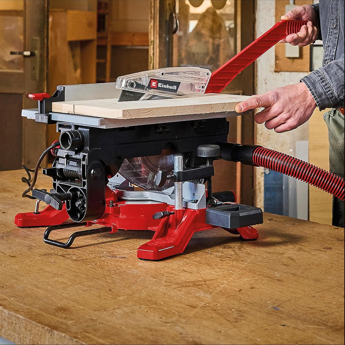 Einhell Ukośnica i pilarka stołowa TE-MS 216 T (1500W, tarcza Ø216mm, szerokość cięcia 120mm, głębokość cięcia 55mm, z laserem liniowym, funkcja piły stołowej)