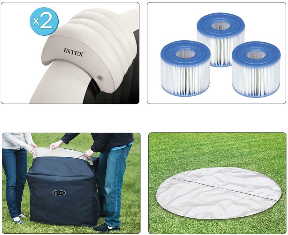 Intex Spa dmuchane ośmiokątne dla 4 osób, Deluxe z bąbelkami i dyszami wodnymi (55081)