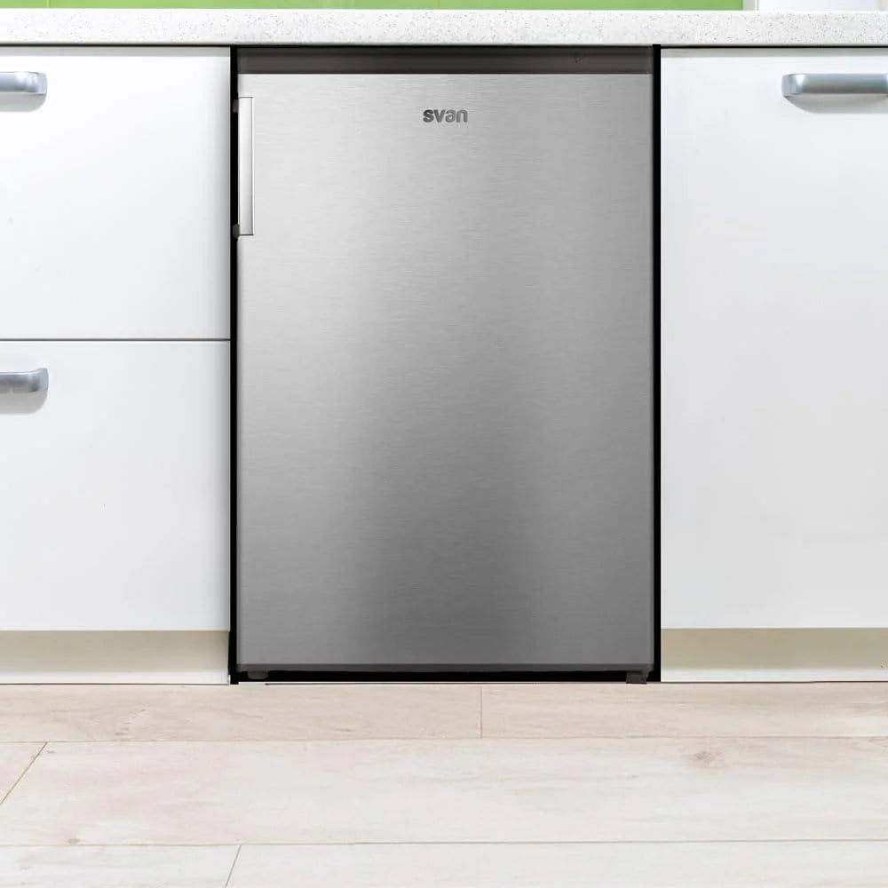 Svan Zamrażarka pionowa Inox SCV855500EX. Pojemność 85 litrów, drzwi odwracalne, niski poziom hałasu, klasa efektywności energetycznej E