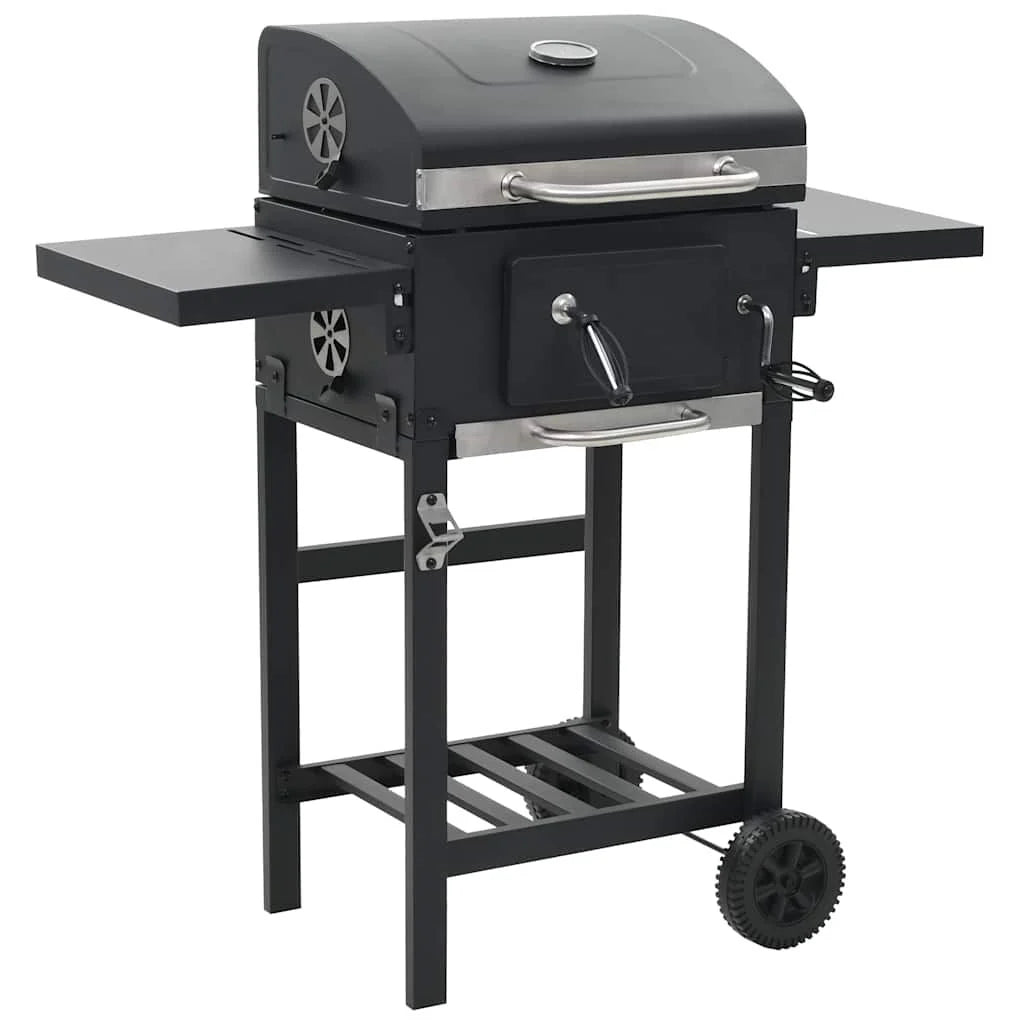 Grill Na Węgiel Drzewny Z Dolną Półką Czarny Vidaxl
