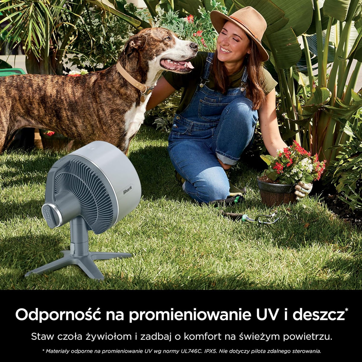 Shark FlexBreeze TableMate Akumulatorowy wentylator wewnętrzno-zewnętrzny, do 24 godz. pracy, wydajne chłodzenie, zasięg 20 m, cichy, 5 prędkości, oscylacja, zdalne sterowanie, zimna mgiełka, FA150EU