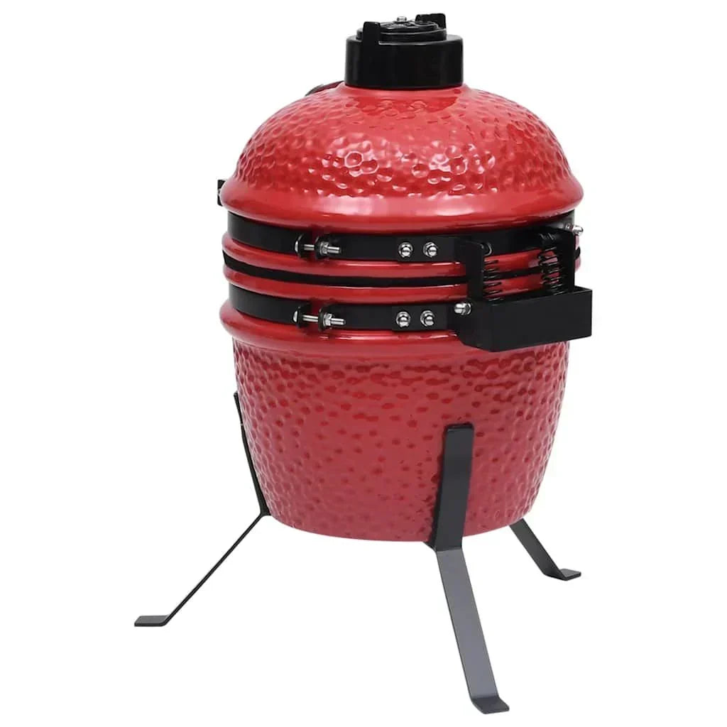 Grill wędzarnia Kamado 2w1 ceramiczna czerwona 56 cm Vidaxl