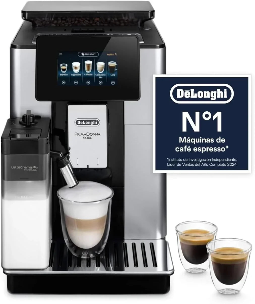 De'Longhi Perfetto Primadonna Soul ECAM612.55.SB Automatyczny ekspres do kawy i cappuccino z systemem mlecznym LatteCrema, technologią Bean to Cup, 18 napojami, sterowaniem z aplikacji