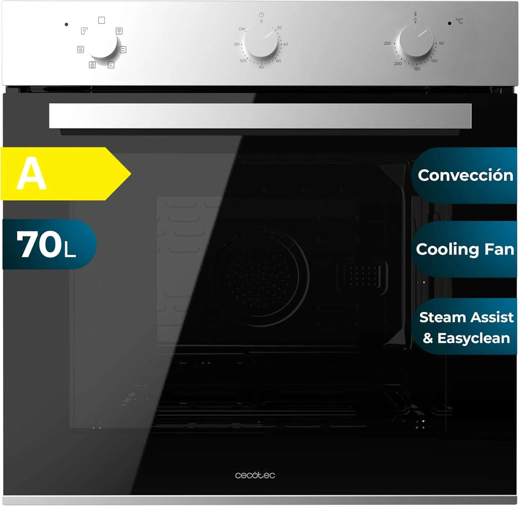 Piekarnik do zabudowy Cecotec Multifunción 70L Bolero Hexa M236000 Line Time. 2800W, 6 funkcji, timer, Steam Base XXL, Steam Assist, Steam EasyClean, wentylator chłodzący, tryb rozmrażania, Eco, konwekcja