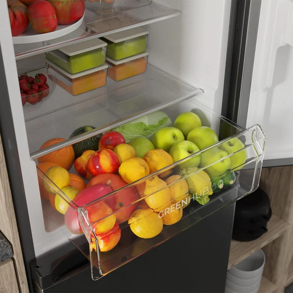 Lodówka Cecotec Combi 2 Drzwiowa z dystrybutorem wody Bolero CoolMarket Combi 296 DF WD Dark E. 296L, 60cm szerokości, funkcje FastCooling, FastFreezing i DeFrost, oświetlenie LED, Dark Inox