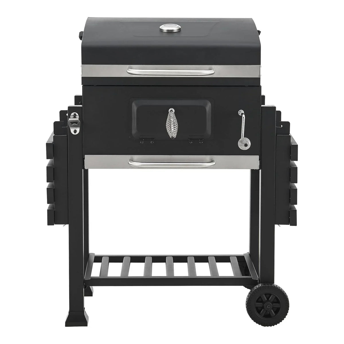 Grill węglowy Arnad z 2 półkami Stal 105x135x48cm - Czarny [casa.pro]