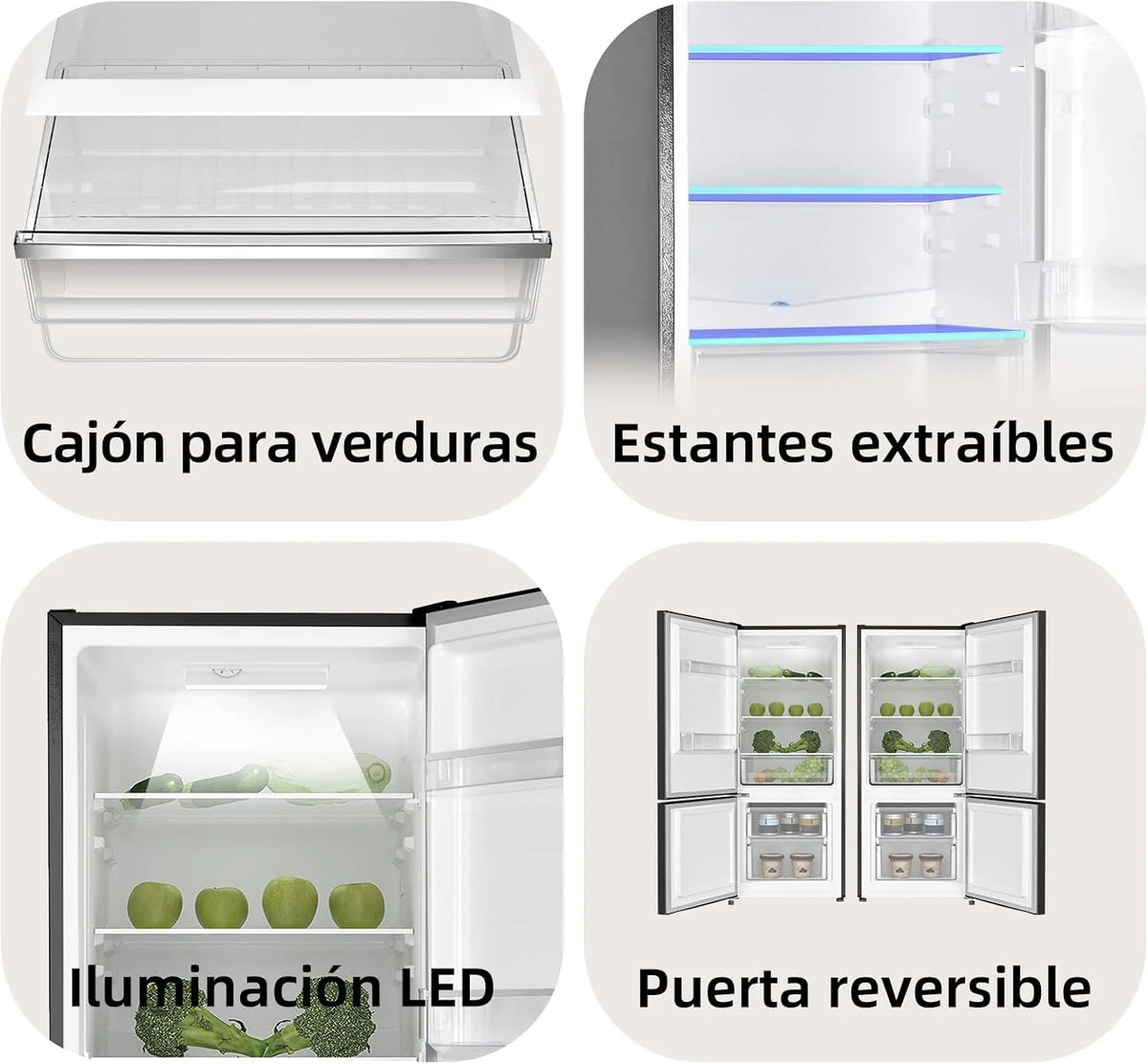 Lodówka CHiQ FBM205L42, 205 L, Low Frost, klasa energetyczna E, cicha praca 39 dB, drzwi odwracalne