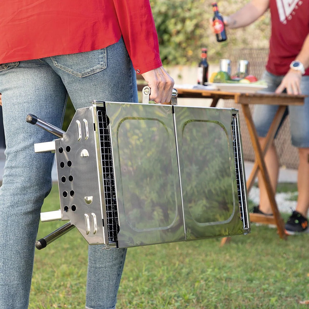 Innowacyjny składany grill węglowy Innovagoods ze stali nierdzewnej