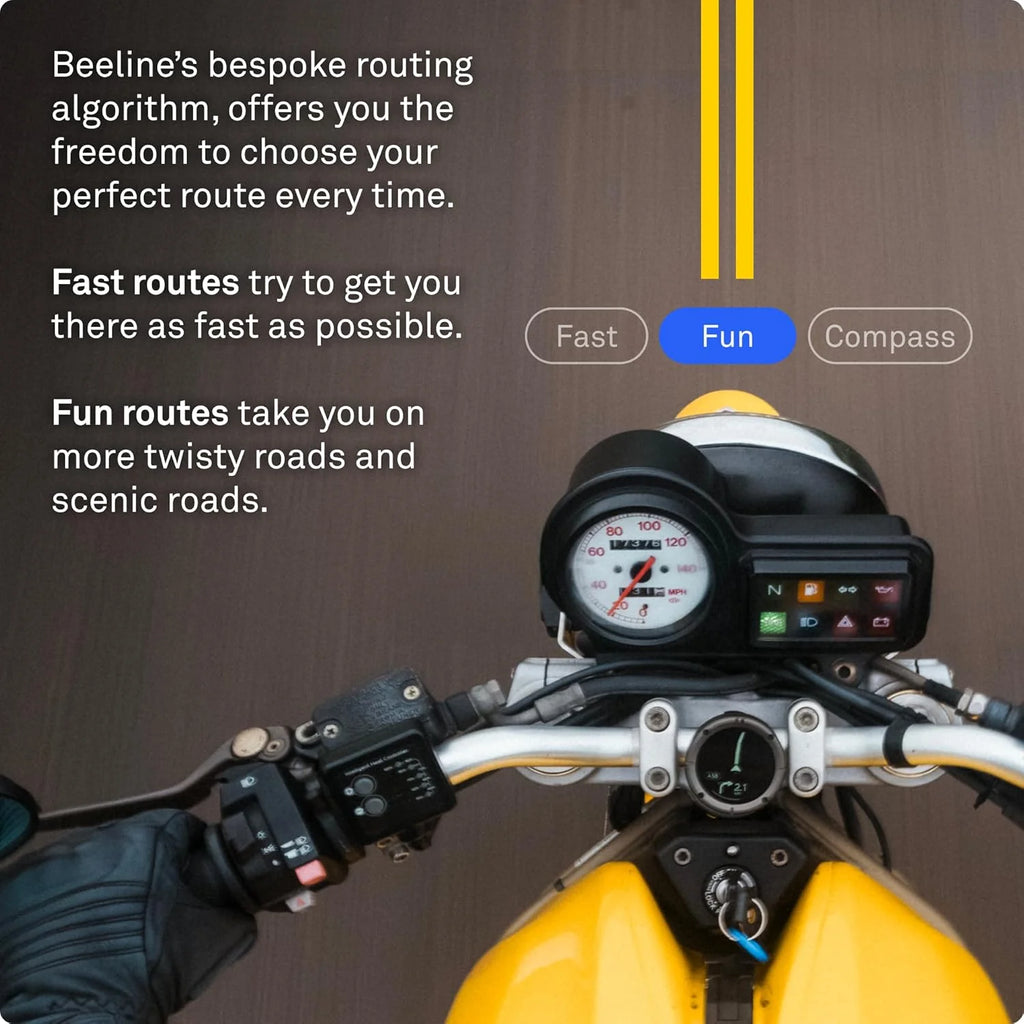 Beeline Moto II - System nawigacji motocyklowej | Nawigacja po całym świecie | Mini mapy ad hoc | 14 godzin pracy baterii | Wodoszczelność i pyłoszczelność IP67 | Ładowanie USB-C ze wsparciem