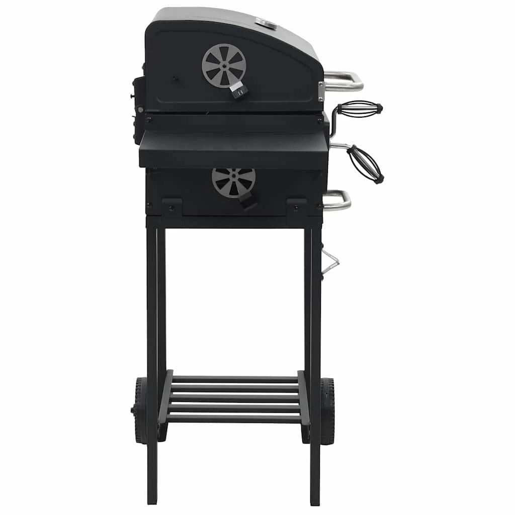 Grill Na Węgiel Drzewny Z Dolną Półką Czarny Vidaxl