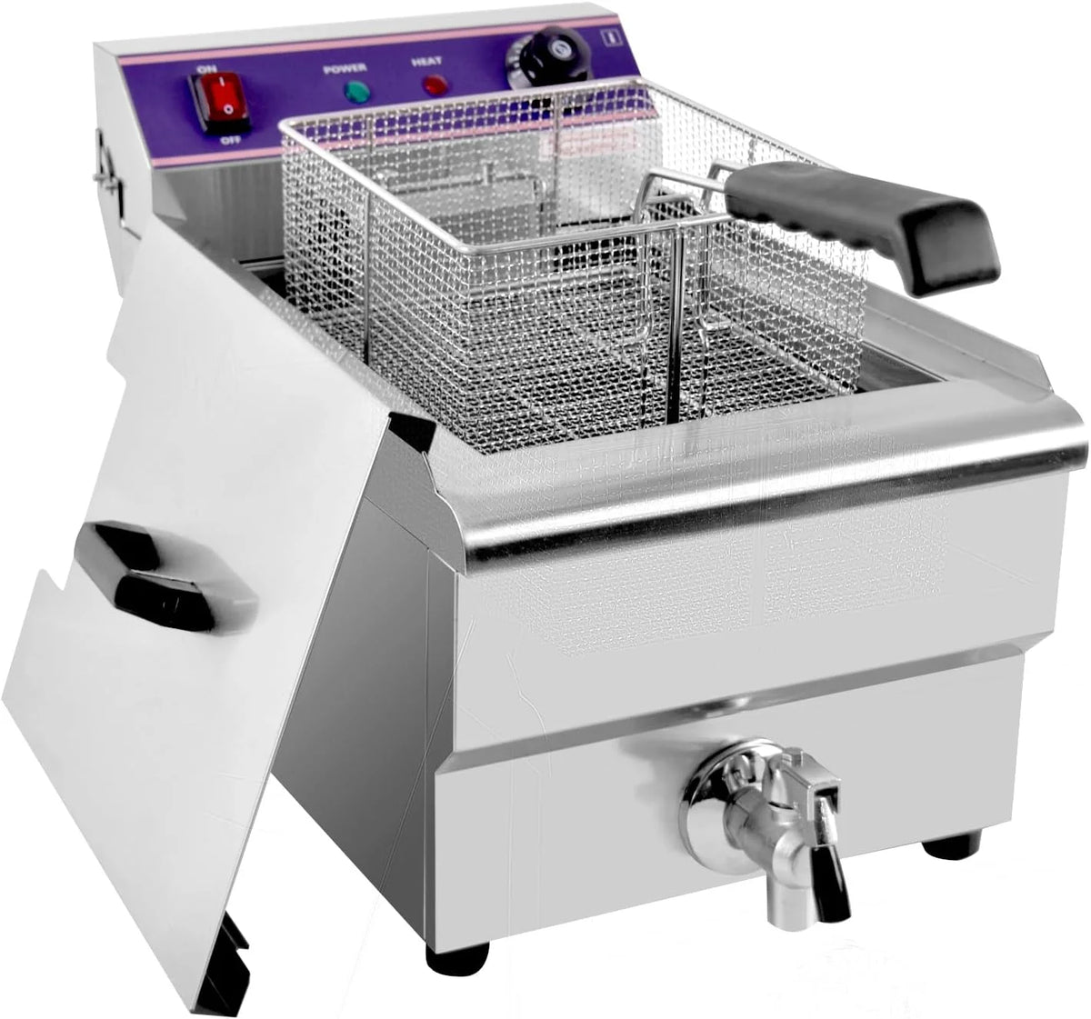 Frytkownica elektryczna Inox 16L Profesjonalna Komercyjna, 3000W Ze Stali Nierdzewnej Frytkownica z kranem
